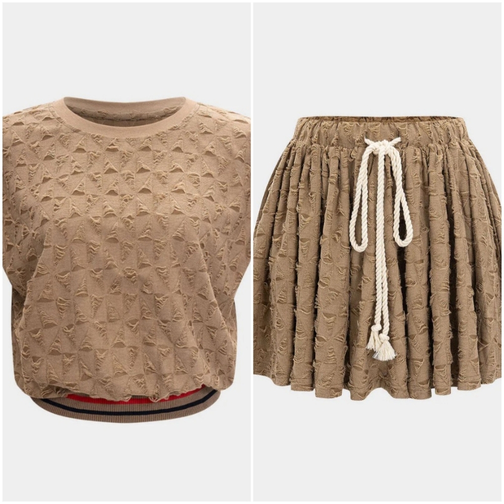 MICAS Womens Riped Drawstring Khaki Skirt, XL